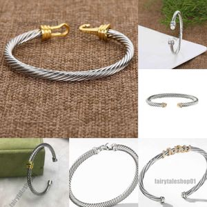 Bangle Designer Dy Armband Bangle Silver Twisted Cuff Bangle Fashion Men Armband Charma Hook 5mm Wire Woman Designer Cable Mens smycken Utsökta enkla smycken