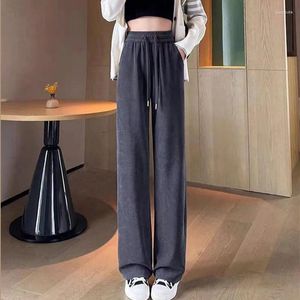 Kvinnors sömnkläder Casual Wide Leg Pant for Women Spring Autumn Drooping Feeling High midje fritid Pajamas byxor Kvinnliga hembyxor