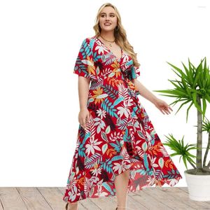 Plus -klänningar Floral Print Summer Dress for Women