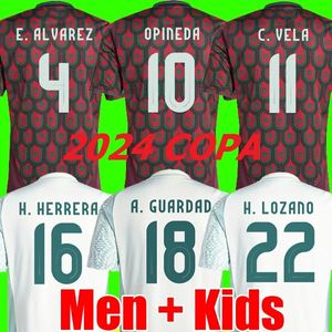 Mexico retro piłka nożna 2024 Copa America Raul Chicharito Lozano dos Santos 24 25 H.Lozano Men Men Football Shirts Minforms Wersja gracza Wersja gracza