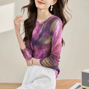 Women's T Shirts Tie Dyed Bottom Autumn Winter Women Printed T-shirts