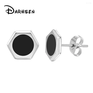 Stud Earrings DARHSEN Small Male Men Punk Style Hexagon Deisgn Stainless Steel Silver Color Fashion Jewelry