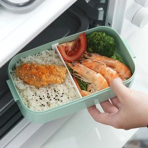 2024 Rostfritt stål Söt lunchlåda för barn mat container förvaringslådor vete halm material läcksäker japansk stil bento boxleak-proof mat behållare