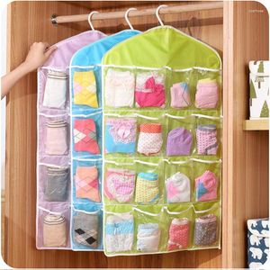 Storage Boxes 16 Grid Mesh Pockets Wall Hanging Shoes Organizer Rack Over The Door Fabric Cabinet Closets Bag For Room