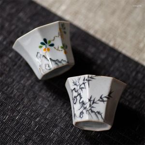 Cups Saucers Jingdezhen Handmade Ceramic Tea Cup Hand-painted Ink Bamboo Loquat Master Porcelain Water Office Drinkware