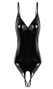 Corpo de lingerie feminina estocando fêmea aberta de trajes de lanternas de couro patenteado tiras de couro sem sissy bodysy bodysuit2283584