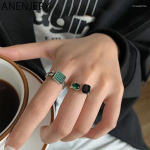 Cluster Rings Evimi Vintage Green Black Stone 925 Silver Color for Women Wedding Present Luxury Daily SMYELLT S-R950