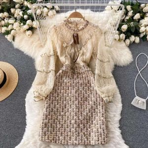 Casual Sirreiny 2024 Vestidos de alta qualidade Vestido francês Mulheres elegantes moda doce A-line Party Autumn Korean Streetwear Short Short