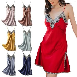 Kadın pijama yaz yumuşak saten işlemeli slip nightdress kadın ev kıyafeti seksi alçak kesim iç çamaşırı pijamaları bölünmüş askıya alma geceleri