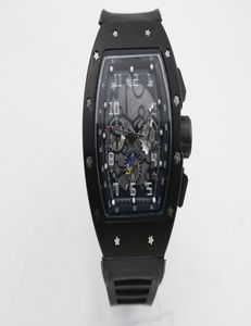 Hochwertiger Mann 011 Watch Gummi -Schwarz -Hülle 43 mm schwarzes Riemen Automatische Maschinen SechsPointer -Funktion Watch4710244