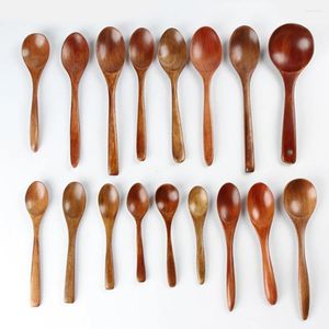 Spoons 6 Pcs Coffee Bean Spoon Wood Solid Wooden Scoop Kitchen Utensil Bamboo Teaspoon