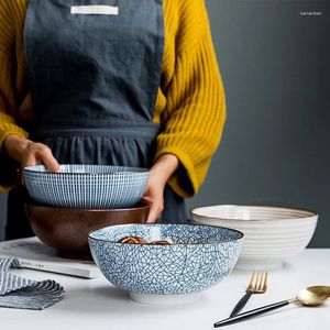 Ciotole guopin da 8 pollici giapponese ramen ciotola ceramica spaghetto design a strisce di grandi dimensioni ristoranti domestici