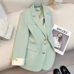 Ternos femininos femininos Spring Spring Autumn Gracefu verde blazers coreanos lady lady casual terno jaquetas 2024 Trabalho casacos tops de moda feminina