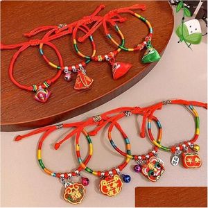 Bracelets de link de cadeia estilo chinês colorf corda de trança dragão festival de barcos folclóricos Custom