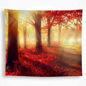 Tapestries Fall Forest Leaves Tapestry Wall Hanging Autumn Thanksgiving Maple Tree Sunset Nature Decor Leaf Home Decorations