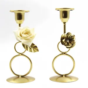 Candle Holders Golden Cirque Flower Metal Luxury Holder Modern Home Decoration Stick Stand Living Room Table Fireplace Ornaments