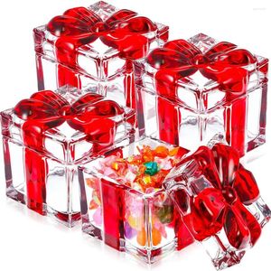 Garrafas de armazenamento 2Pack Christmas Candy Dish Bowl com tampas quadradas caixa de vidro de cristal quadrado jarra de açúcar retrô para biscoitos de mesa de casamento