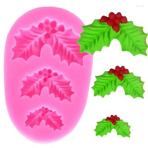 Baking Moulds Silicone Fondant Cake Mold Christmas Leaves For Reverse Forming Chocolate Kitchen Decoration Tools