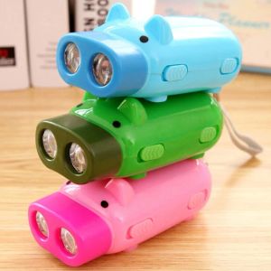 pressure rechargeable mini flashlight kids toy lighting pocket torch piggy design with 3 led advertising gift 11 LL