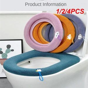 Toalettstol täcker 1/2/4 st tjockare värme wc täcker mjuk matta tvättbar närmattning fodral lock pad bidet badrum
