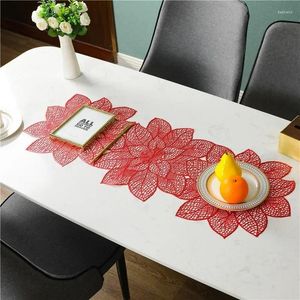 Table Mats PVC Flag Long Hollow Out Bronzing Runner Creative Irregular Flower Nordic Light Luxury Wedding Christmas Decoration