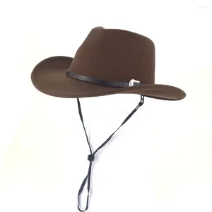 Beralar Vintage Style Feel Fedora Kovboy Şapkası Erkekler Kadınlar Batı Klasik Cowgirl Deri Band Açık Hava Etkinlikleri ve Parti