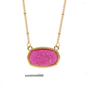 Pendant Necklaces Pendant Necklaces Resin Oval Druzy Necklace Gold Color Chain Drusy Hexagon Style Luxury Designer Brand Fashion Jewelry For Womengifs
