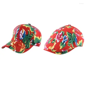 Caps de bola chapéu de pico feminino para o verão da primavera Ethínica Padrão Floral Mulheres Baseball Ano do Festival de Captação
