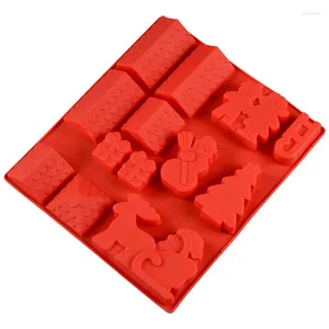 Baking Moulds 3D Christmas Gingerbread House Snowman Silicone Mold Chocolate Cake Mould DIY Biscuits Tools Decorating