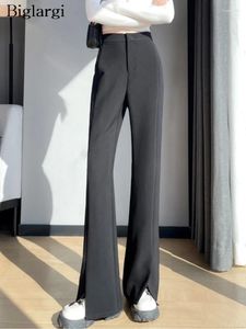 Calças femininas da cintura alta da cintura longa Terno de blazer calça Mulheres divididas moda moda de estilo coreano calça as calças casuais solteiras