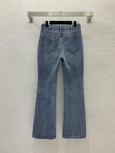 Women's Pants 24 Four Seasons High-End Custom Casual Fashion Simple And Generous Waist Slim Micro Flared Jeans Pants! Blue.