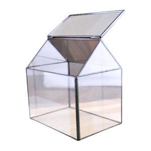 House Shape Glass Geometric Terrarium Box Tabletop Succulent Plant Planter Fern Moss Care Decoration for Floral Greenhouse 240325