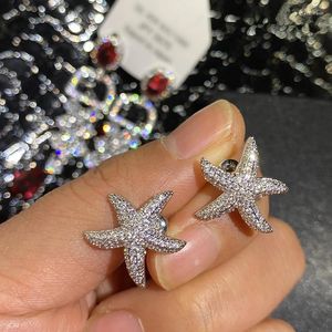 Серьги -герметики Huitan Sea Star Silver Color, полная аксессуаров CZ Bling для женщин, милые подарки на день рождения