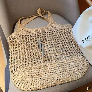 Woven bag French straw bag women's large-capacity shopping basket bag summer seaside holiday beach bag one-shoulder tote bag