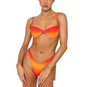 Costumi da bagno femminile set di bikini a due pezzi per donne in alto a vciglia a v sul collo split gallo 2 pcs da bagno estivo per drop drop delivery grot coagula