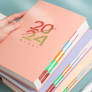 Planejadores 2024 Jandec Planner Espanhol/Inglês notebook A5 PU Plano da Agenda da Escola de Couro Plano Organizador Mensal do Diário