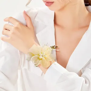 Strand 1pc Prom Braut Stretch Armband Blume Mädchen Armband Brautjungfer Handgel Corsage Schöne Dekor Aktivität Hochzeit