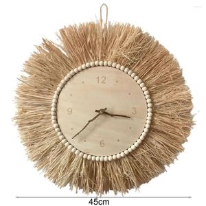 Настенные часы привлекательные фермерские часы натуральный цвет винтажный деревянный баст соломин
