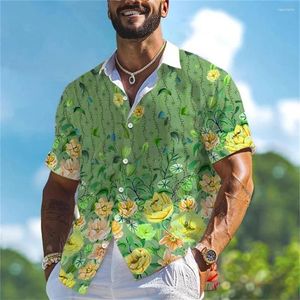 Męskie koszule 3D Floral Resort Shirt Outdoor Street Summer Lapel krótki rękaw XS-5xl 4-drogi stretch tkanin 2024