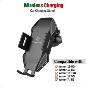 Chargers 10W qi car Wireless Charging Stand para UleFone Armour 10 11 11t 12 5g 7 7e Carregador de carro automático Touch Flamping Phone titular