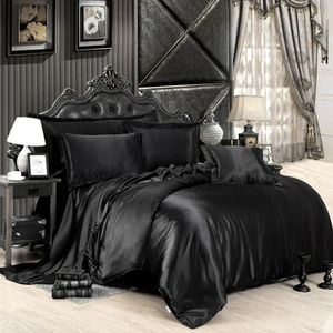 Summer Satin Bedding Set Comporter Däcke Cover Bed Sheet Pillow Quilt Cover Single/Double/Queen Size Quilted 240401
