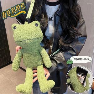 Totes Frauen Frosch Plüsch Doll Crossbody Bag Korean 2024 Mädchen Schulter Süßes Cartoon Handtasche