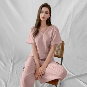 Abbigliamento da casa femmina Summer Bamboo Cotton Pajamas Set di pantaloni a maniche corta Sleep abbigliamento Abito da notte per abiti da notte