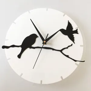 Orologi da parete Europeo 3 D Acrilico Creativo Creativo Clock Stick Branch Tri-Dimensional Digital Bird
