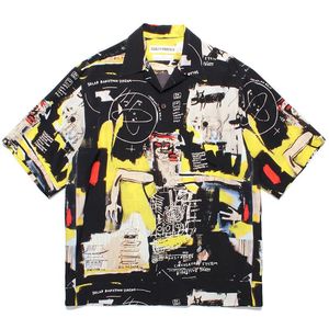 Camicie a maniche corte hawaiane graffiti uomo donna blu nera camicia top rossa streetwear estate