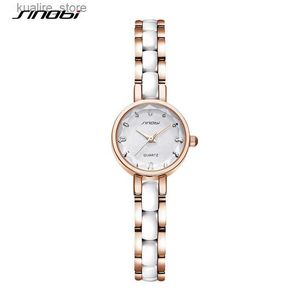 Kvinnors klockor Sinobi Ladies Clock Luxury Rose Golden Women Es Fashion Diamond Female Quartz Wruples Relogio Feminino Wruples L240402