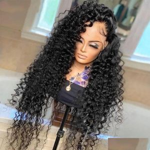 Synthetic Wigs New Brazilain Deep Wave Lace Frontal Wig 360 Curly Human Hair For Black Women /Brown/Blonde /Bury Red Water Drop Deliv Dhmkz