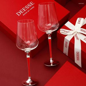 Kieliszki do wina 2PCS Crystal z niebieskim i czarnym czerwonym białym ręcznie robionym szampanem Copas Vino el Drinkware Daily Prezent