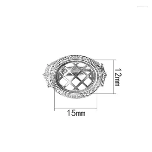 Кластерные кольца 925 Стерлинговые серебряные мужчины Кольцо 12x15 мм овальный кабохон Полу -крепление Получившись.