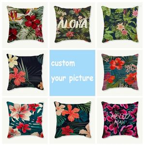 Pillow Throw Case 45x45 Christmas Decorations For Home Tropical Rain Forest Plant Flower Decorative Covers Sofa Car